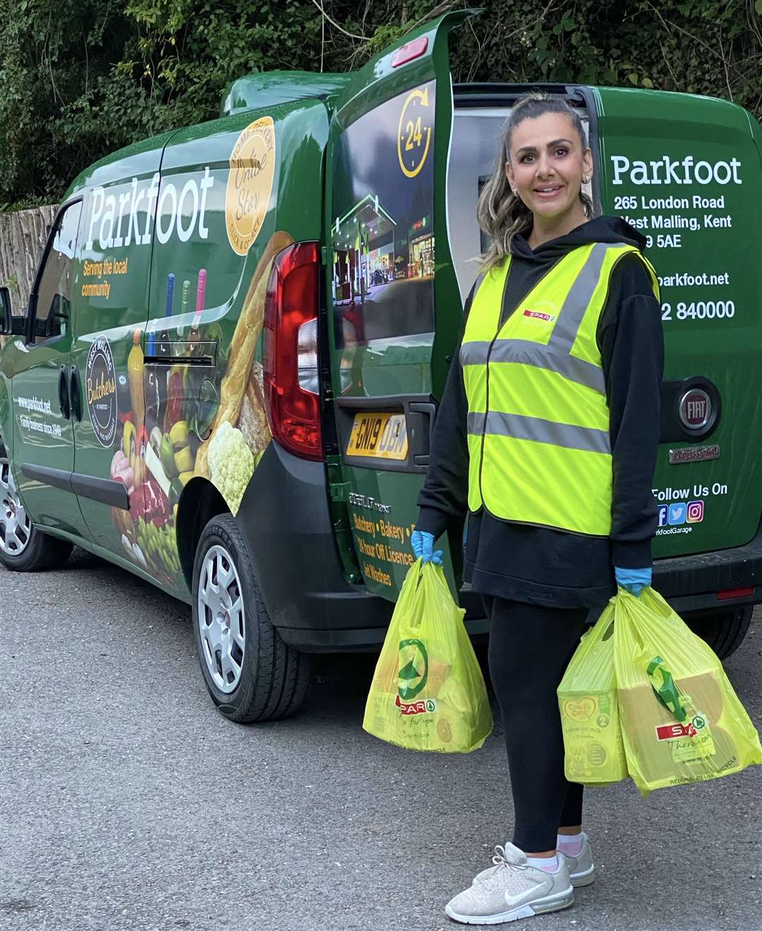 Caroline from Parkfoot unloading the delivery van named Penelope