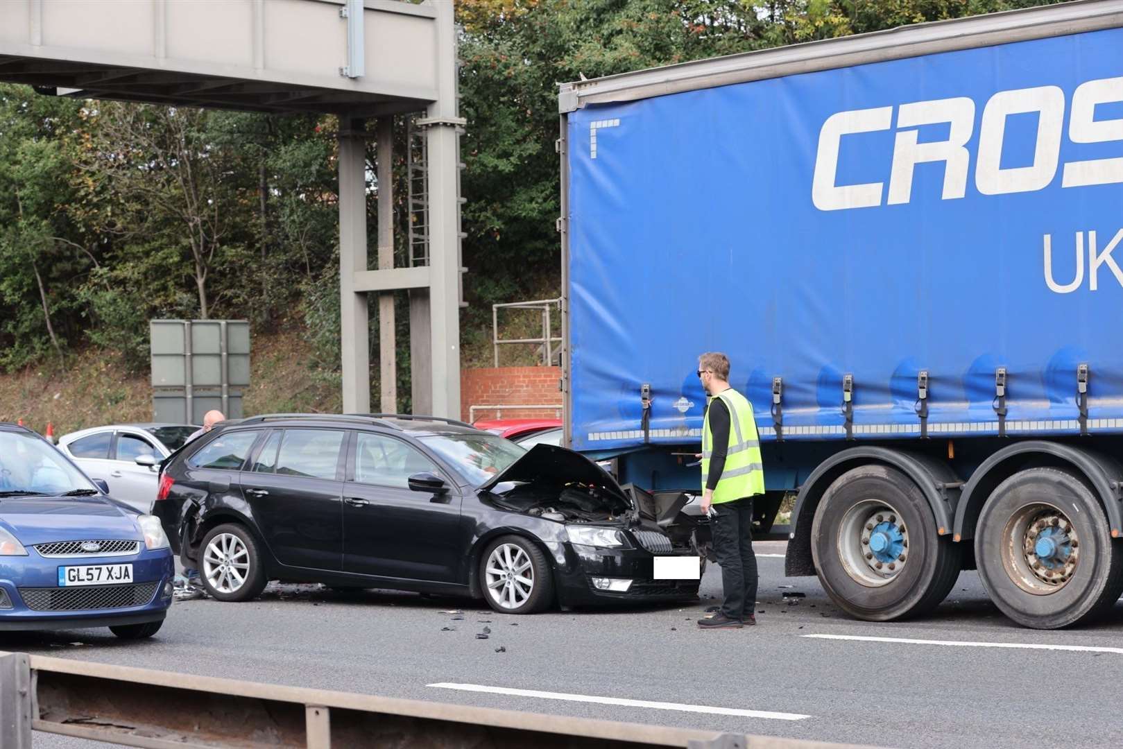 There are long delays on the A282 due to a crash. Photo: UKNIP