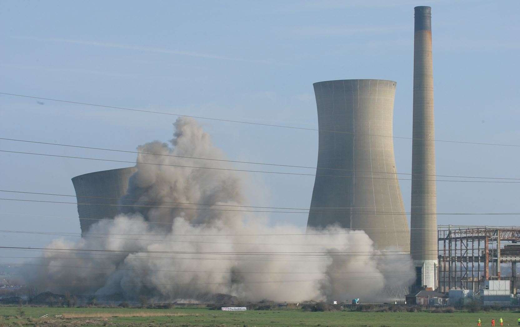 The cooling towers at Richborough Power Station start their fall. Picture: Martin Apps