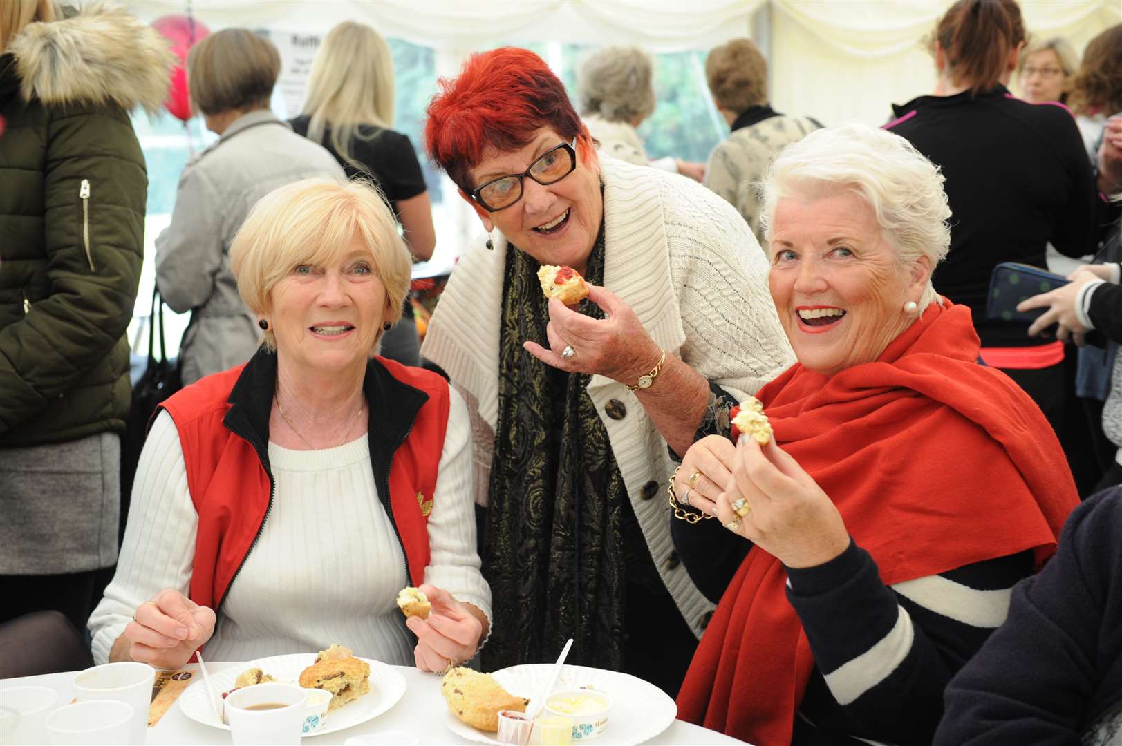 L-R: Nora Newstead, Joyce Channell, Lyn Benstead enjoy the coffee morning