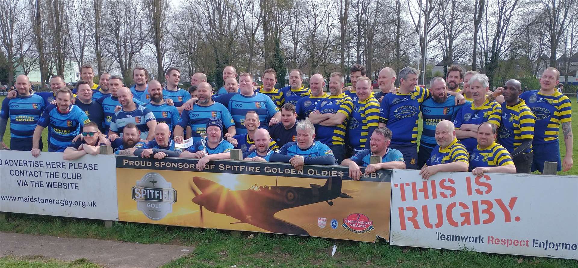 Shield winners Sittingbourne alongside runners-up Dover. Picture: Richard Ewence / Maidstone RFC