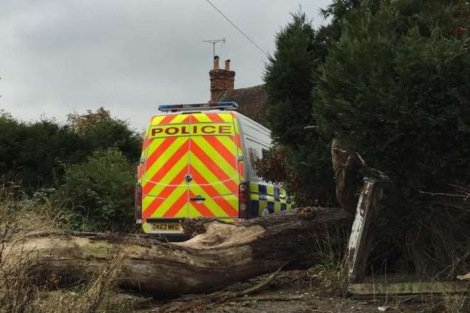 Police clearing the site