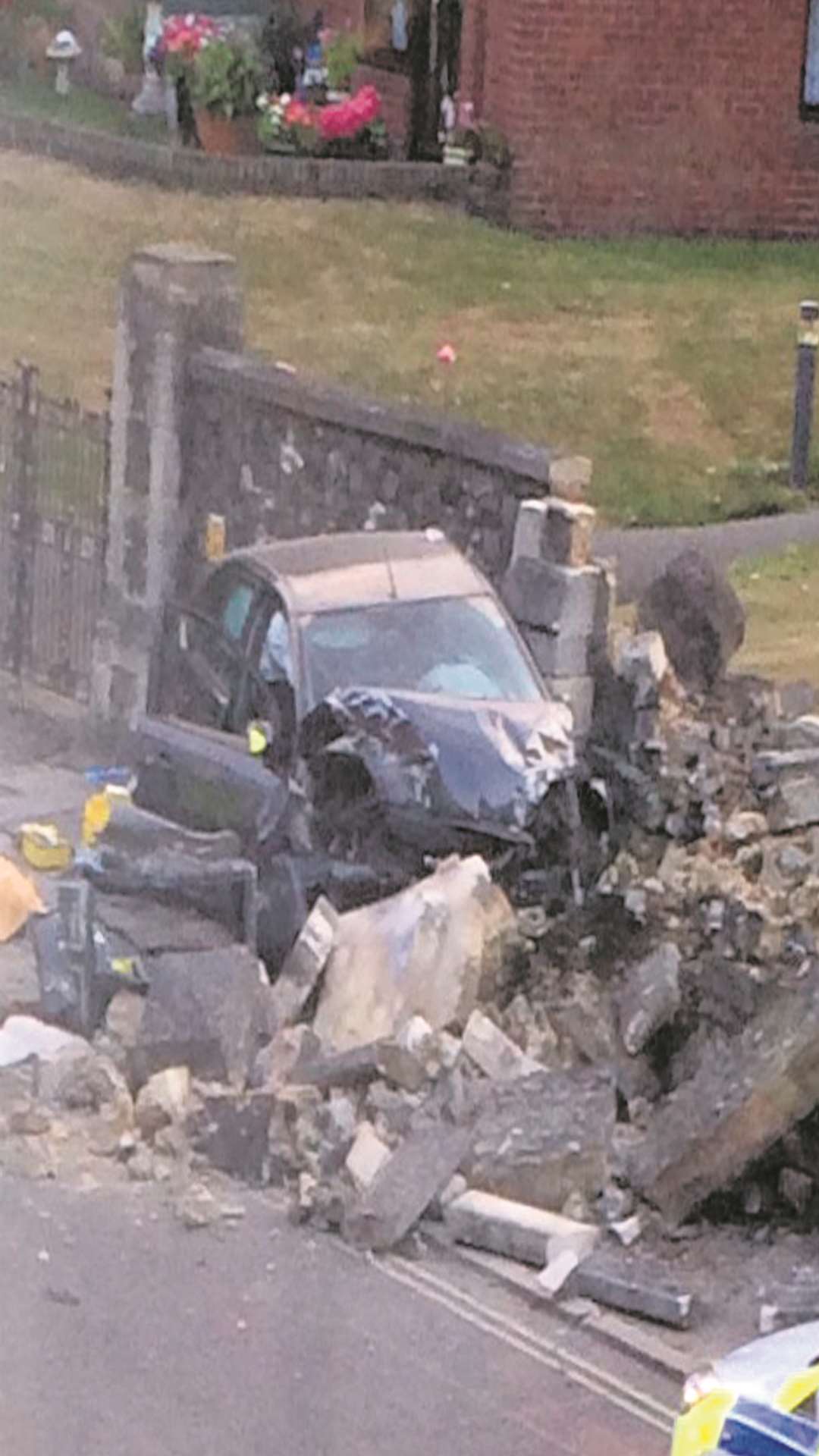 The aftermath of the crash in Maidstone Road, Rochester. Picture: Alex Thrith