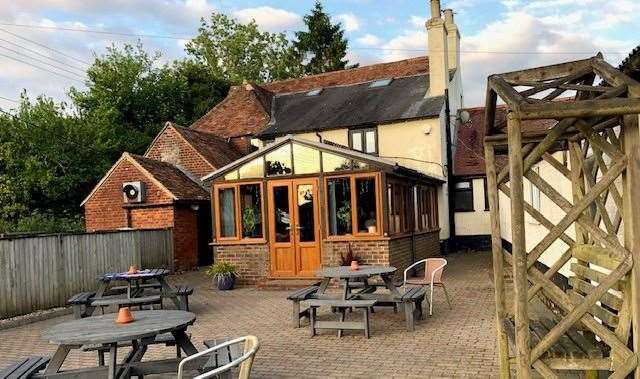 This is a view of the conservatory at the back of the pub, taken from the children’s play area