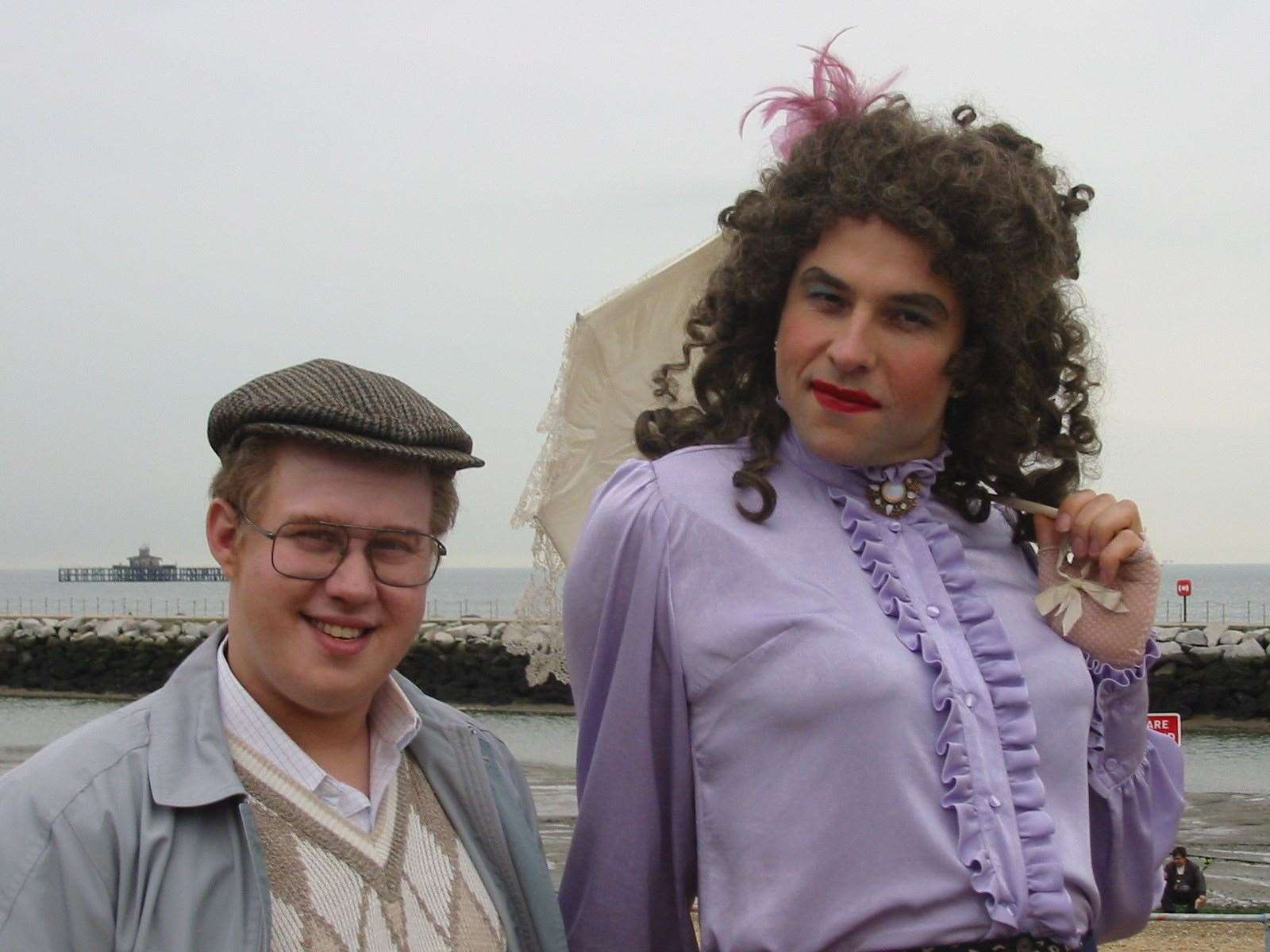 Matt Lucas and David Walliams filming Little Britain