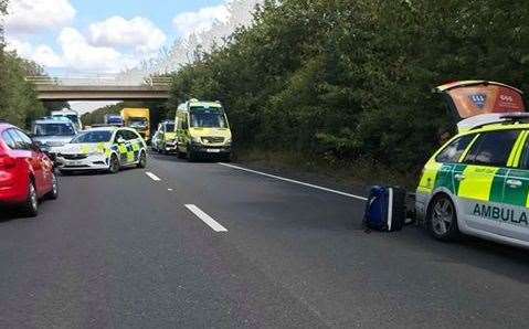 The seven vehicles were scattered over a long stretch of the A2070 (16024727)