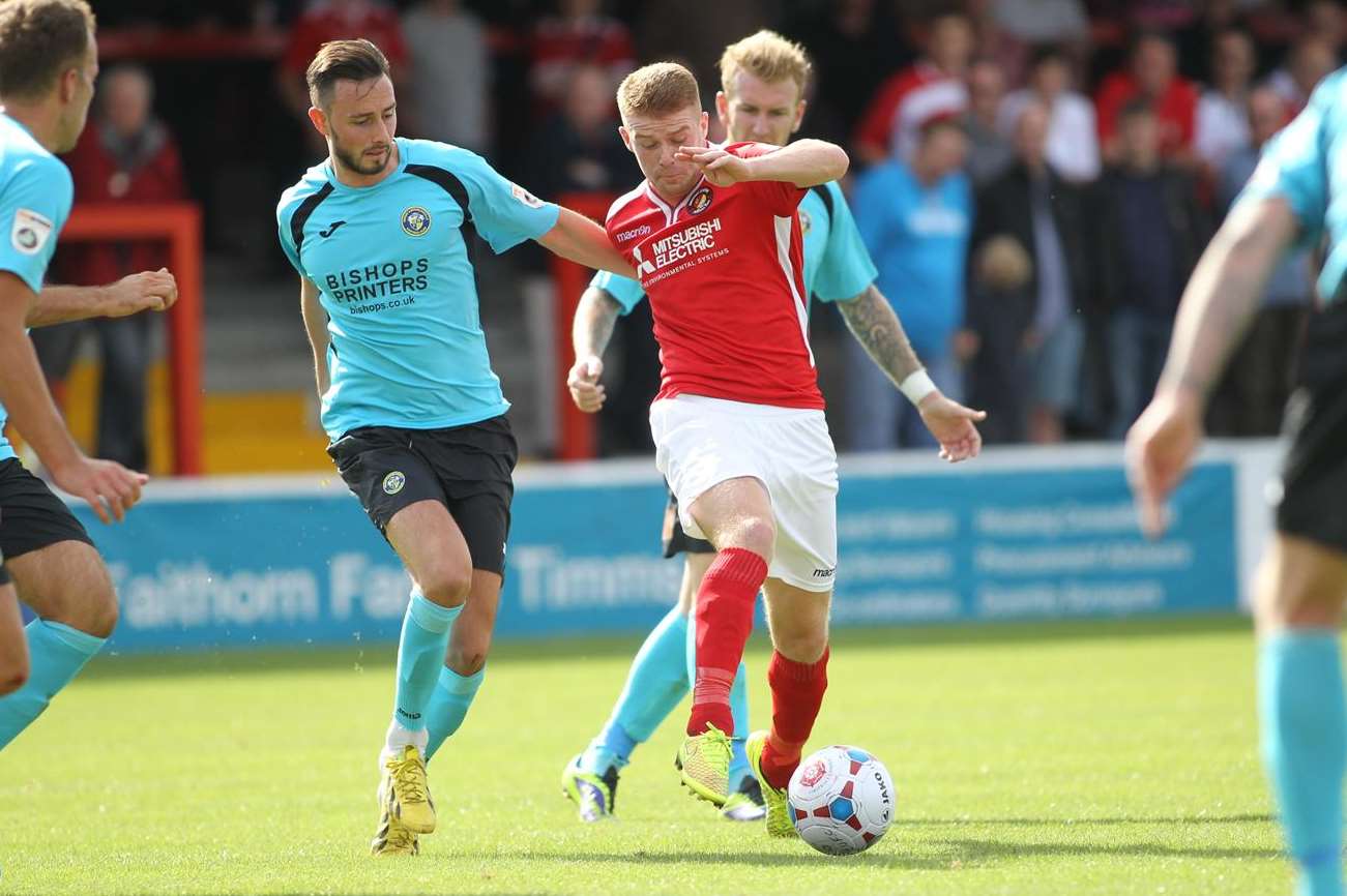 Alex Osborn in action for Ebbsfleet last season Picture: John Westhrop