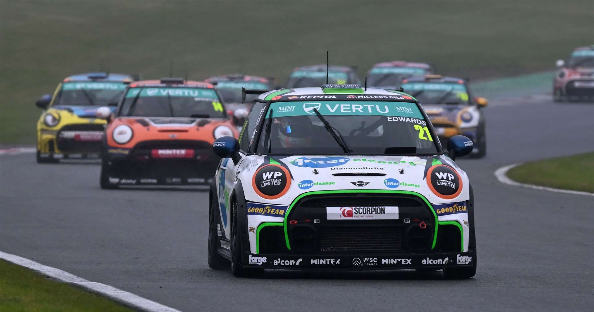 Edwards finished second in the JCW Rookie Cup of the Mini Challenge, losing out to team-mate Maximus Hall. Picture: Simon Hildrew