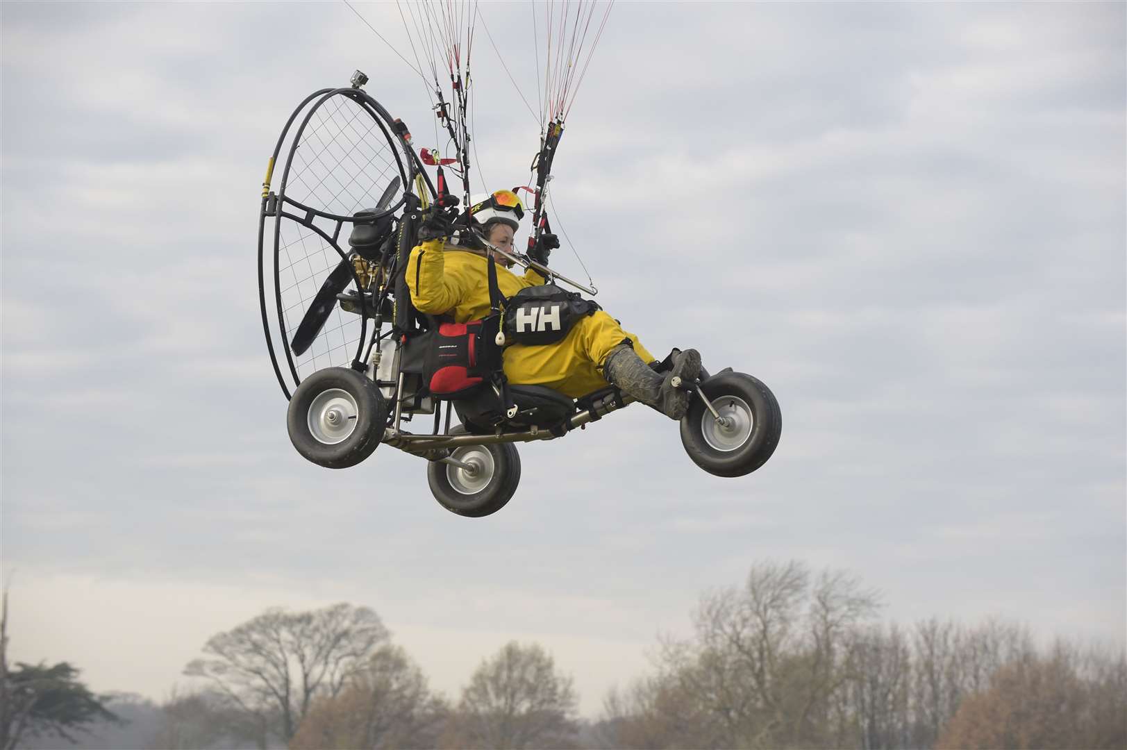 Paramotorist Sacha Dench completed her epic flight from Russia to the Channel Gliding Club, Waldershare Park, Dover, in 2016 raising awareness for Bewick swans. Picture: Tony Flashman