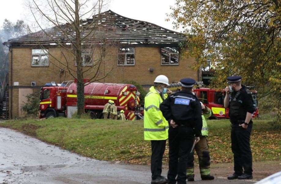 Fire crews at the former Broke Hill Golf Club near Sevenoaks. Picture: UKNIP