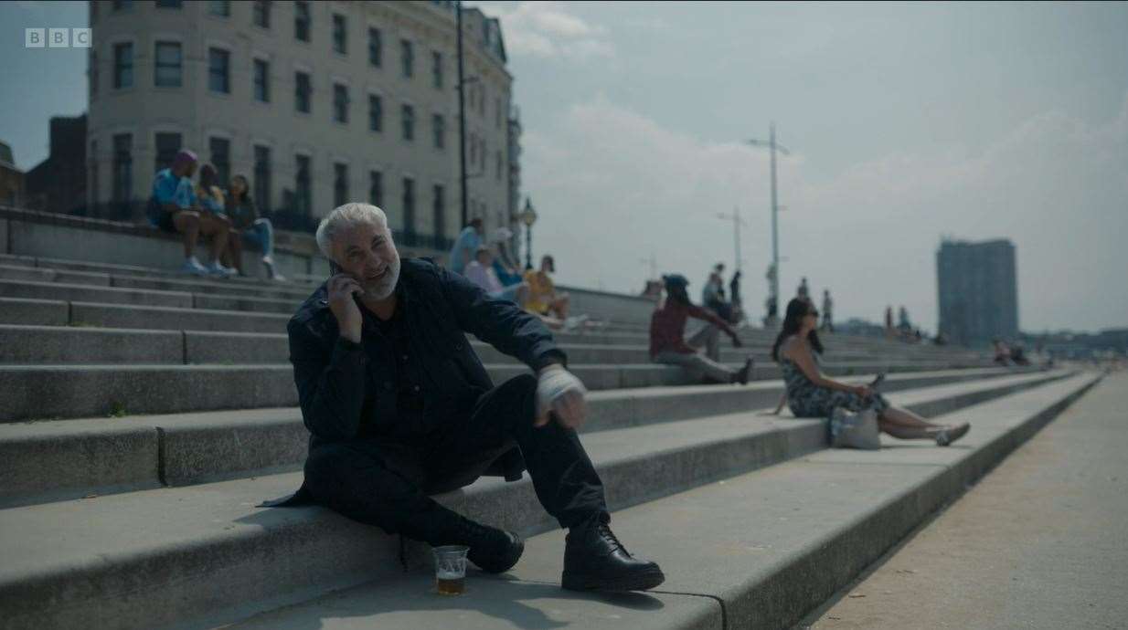 Konstantin on the steps leading down to Margate's Main Sands. Picture: BBC