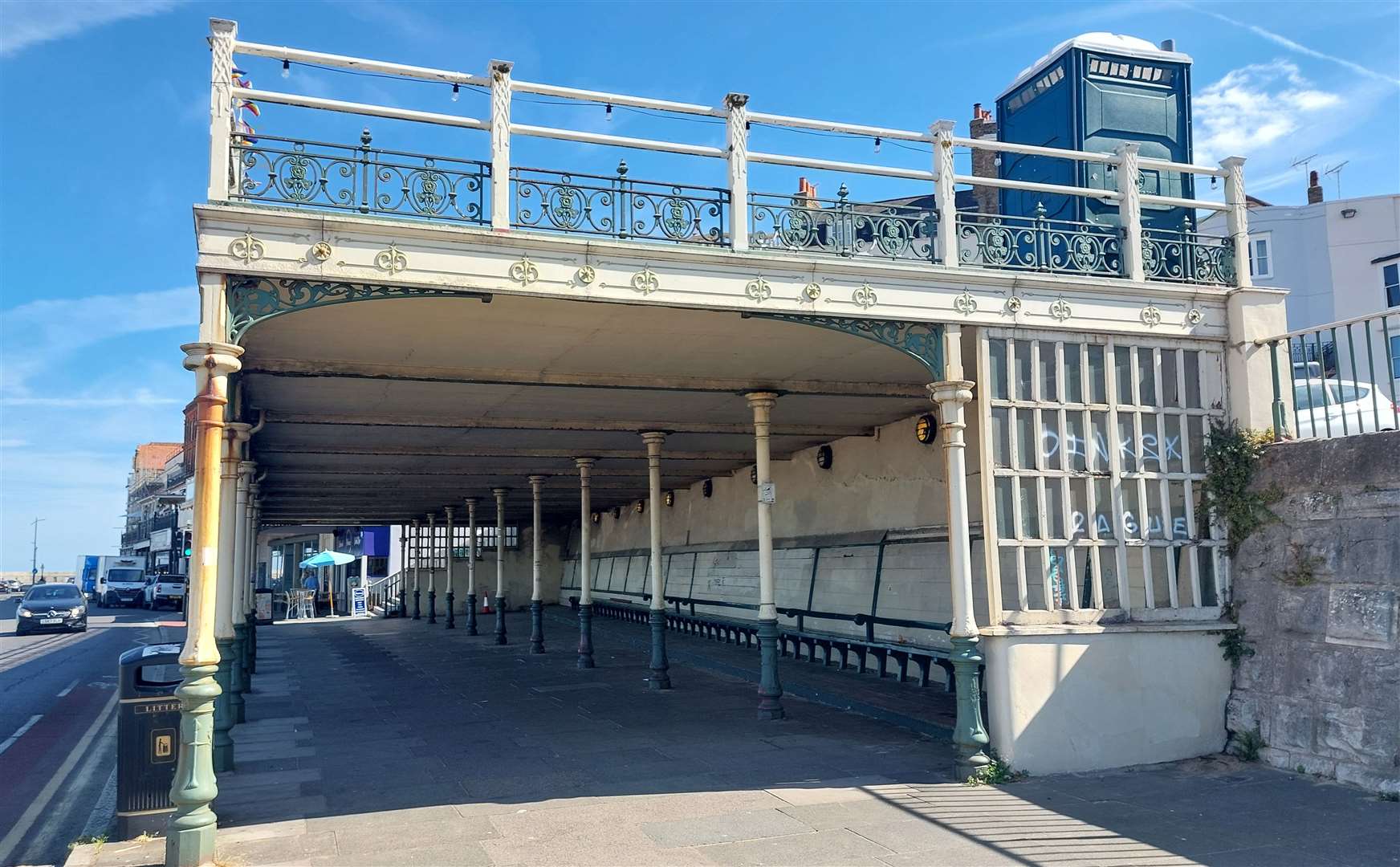 The derelict Victorian shelter in Margate seafront