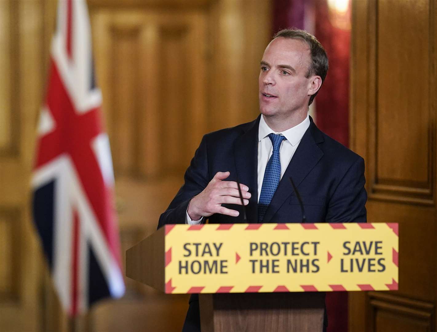 Foreign Secretary Dominic Raab has given upbeat comments on Britain’s coronavirus outbreak, saying there is light at the end of the tunnel (10 Downing Street handout/PA)