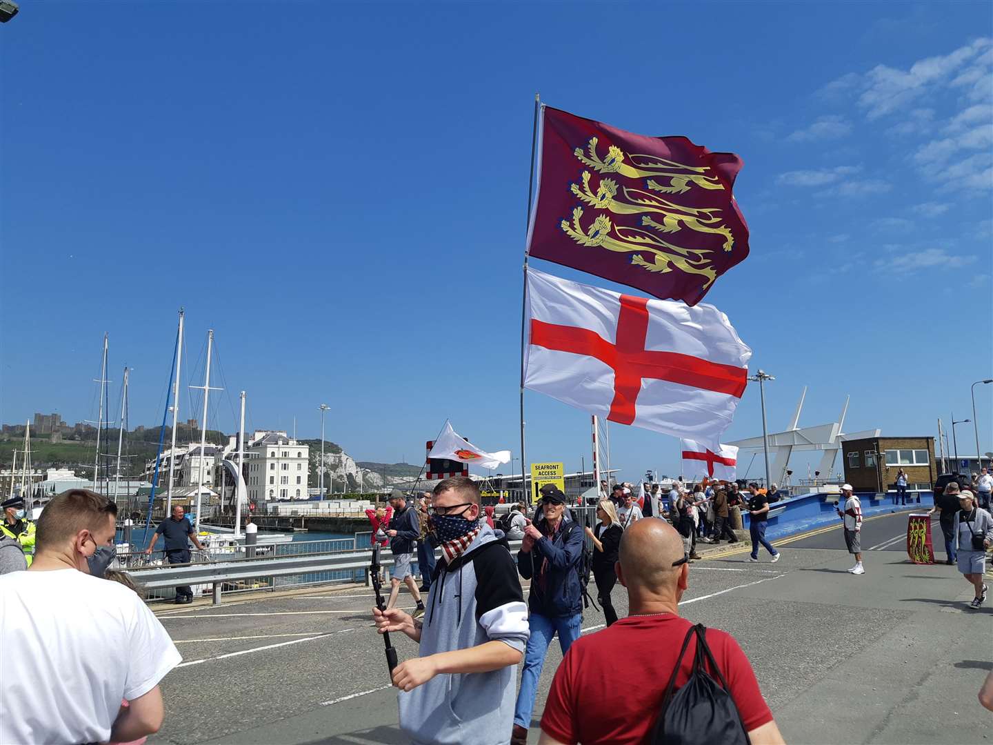 Flags being flown at the protest