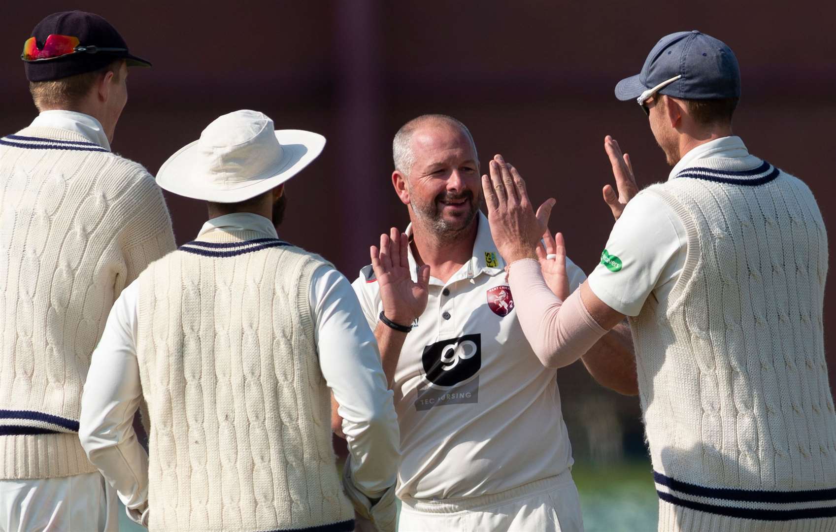 Kent's Darren Stevens celebrates trapping Loughborough MCCU batsman Hasan Azad leg before Picture: Ady Kerry