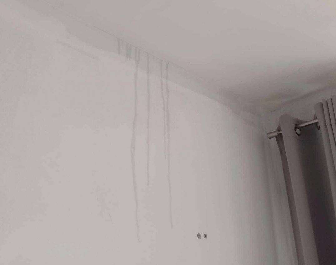 Water dripping down the walls of the flat in Ramsgate. Picture: Laura Jones