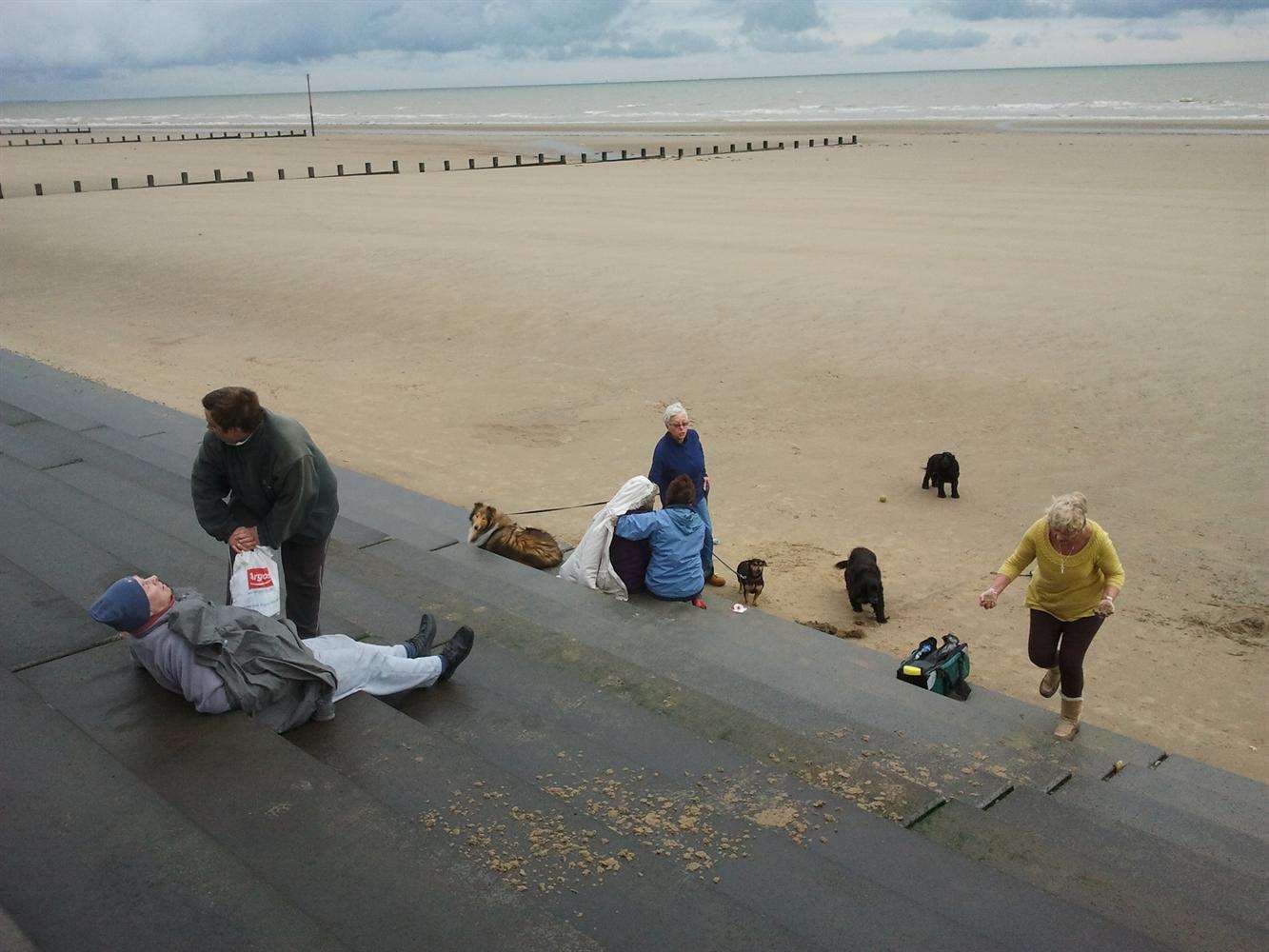 The slippery Dymchurch sea wall