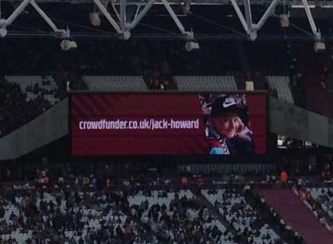 Jack's cause was displayed on the big screen inside the London Stadium