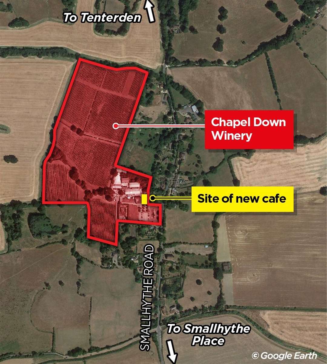 The proposed cafe will neighbour an existing shop at the Chapel Down Winery near Tenterden