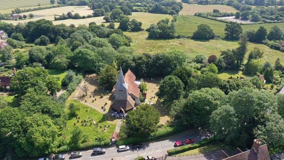 St Mary the Virgin church in High Halden is surrounded by fields (13225733)