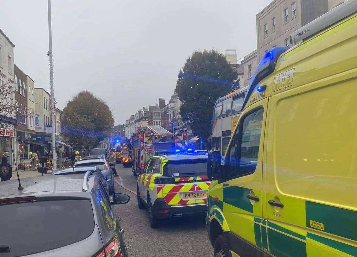 Several emergency vehicles were called to Sandgate Road. Picture: Sights of Folkestone