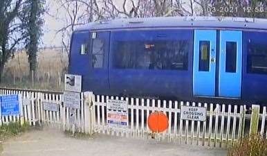 Police want to speak to the cyclists after mindlessly crossing the train tracks at Ripple near Deal. Picture: Network Rail