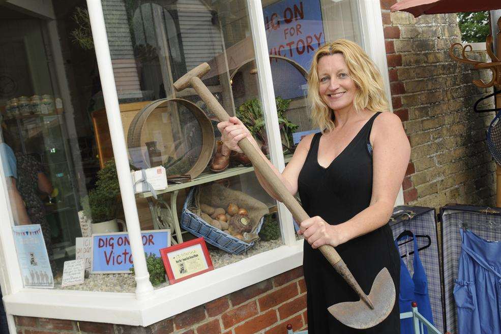 Jean Macdonald from 13 Marine with her 'Digging for victory display'