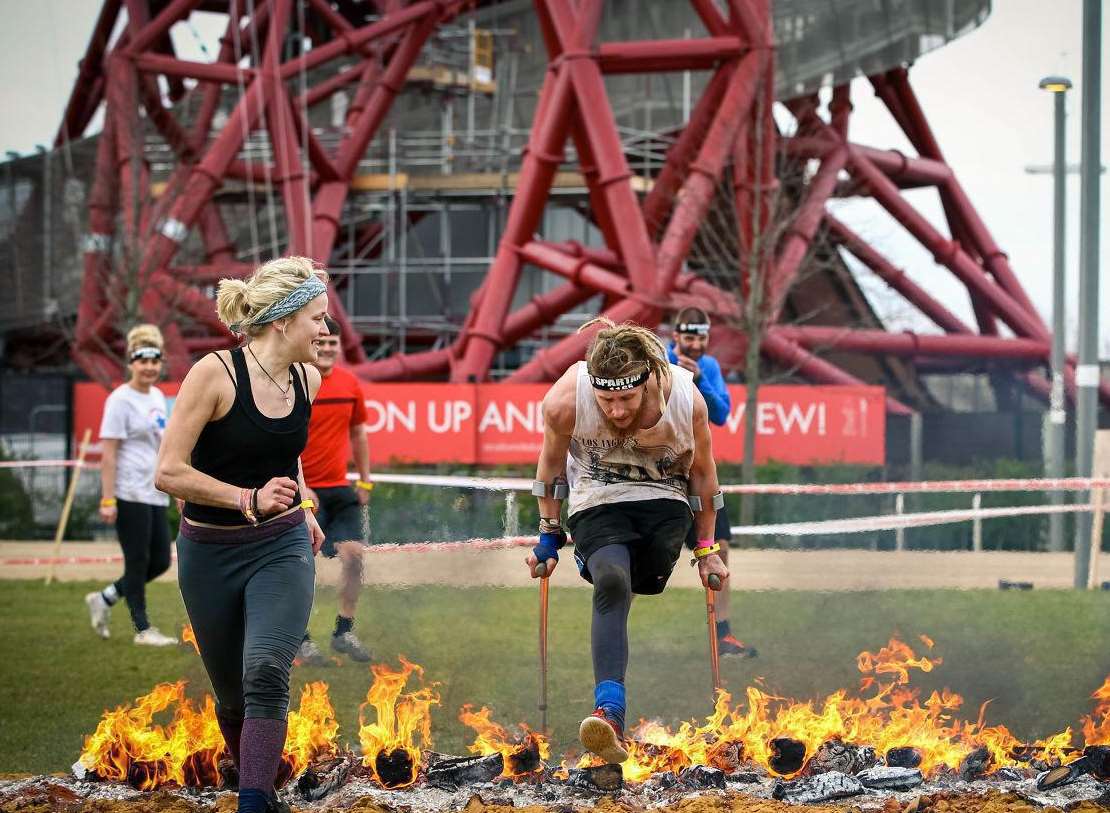 James completed the Spartan Challenge on crutches to raise money for his new leg