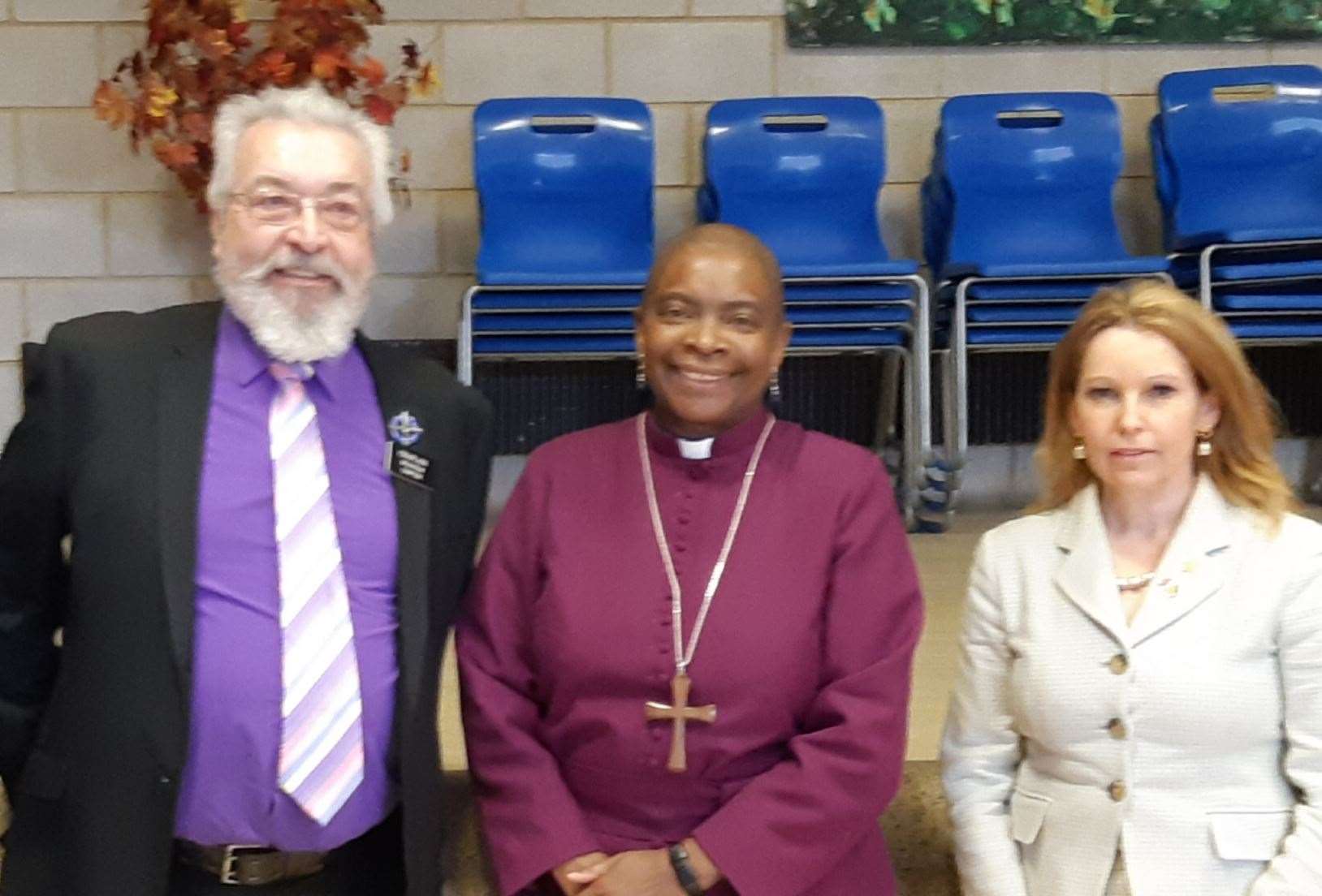 Sailors' Society chaplain Malcolm Sawyer with the Bishop of Dover and MP Natalie Elphicke Picture: Sam Lennon KMG