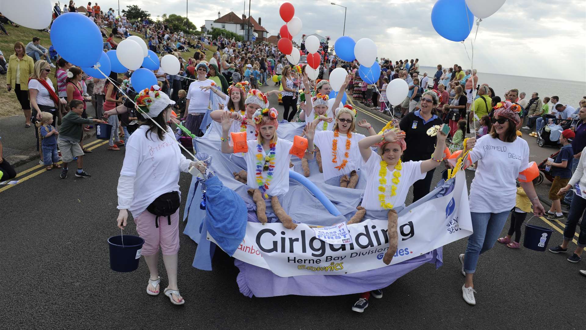 Herne Bay Carnival celebrations starting at Lane End on the seafront