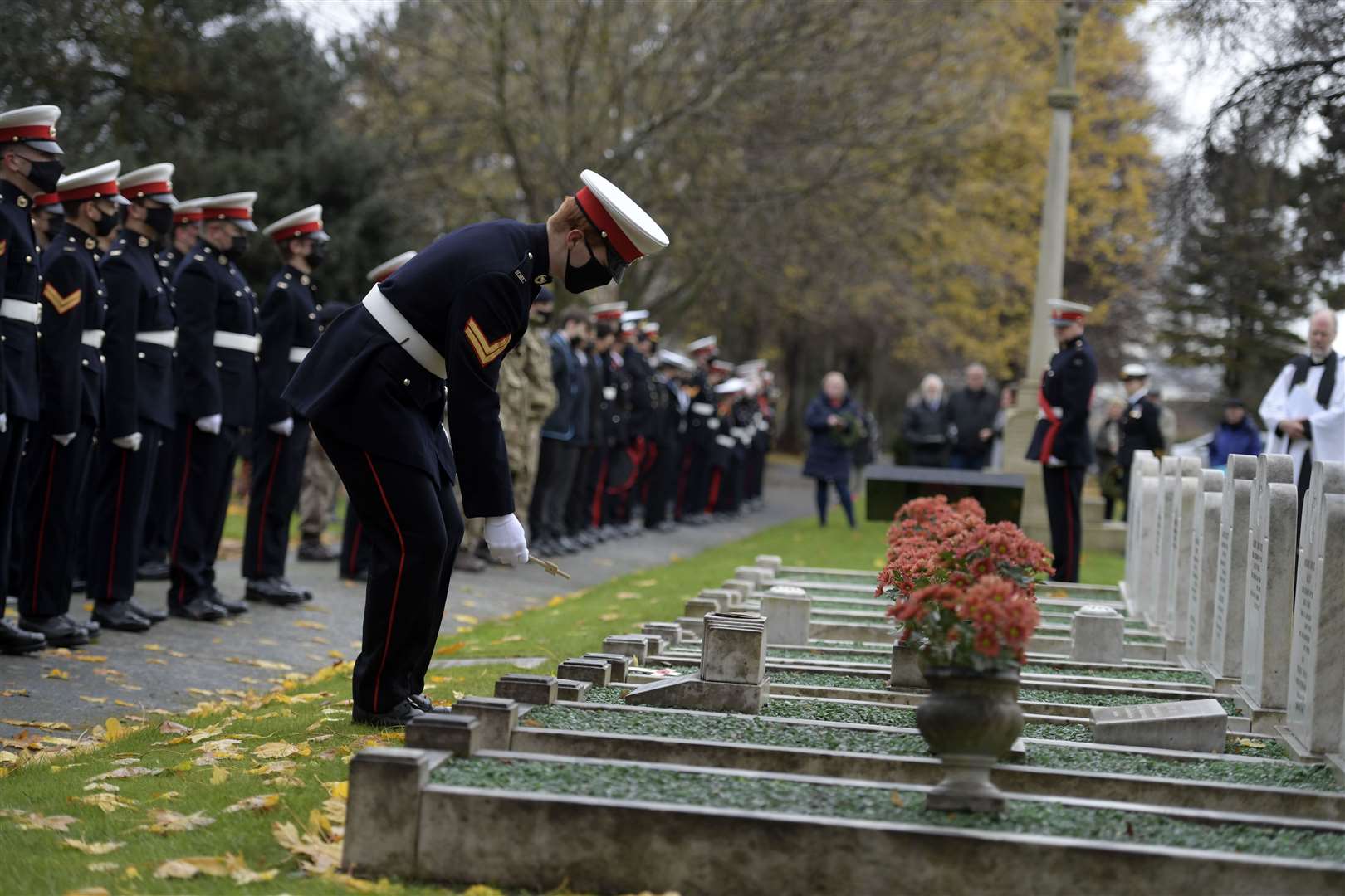 70th anniversary of Dock Road tragedy when 24 marine cadets lost their lives in a bus crash recognised in service at Woodlands Cemetery in Gillingham. Picture: Barry Goodwin