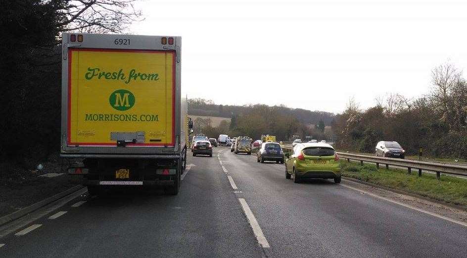 Traffic is building on the A249 following the incident. Picture: @Craig_Photo