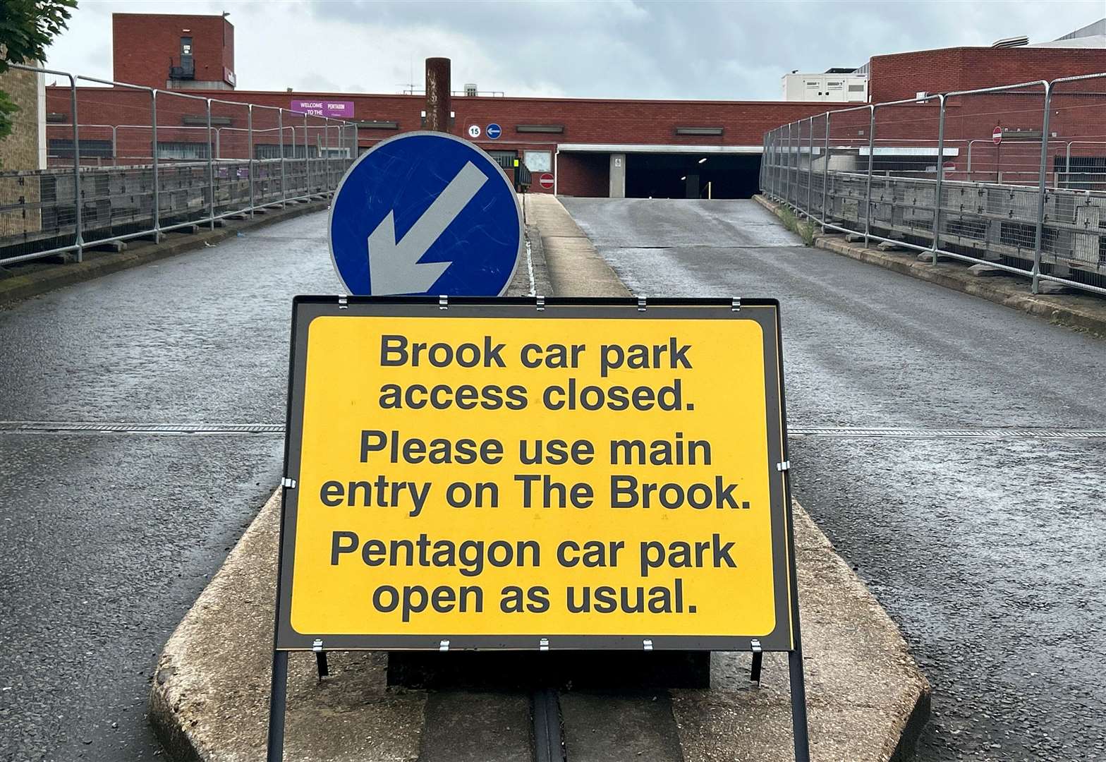 Diversion notice for drivers using The Brook car park