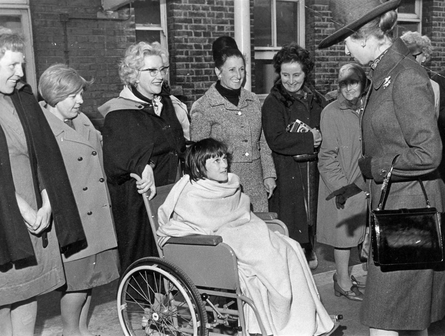 Princess Anne met staff and patients as she opened a £500k outpatients wing at West Hill Hospital, Dartford in 1971. Picture: Images of Royal Kent