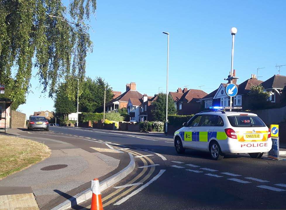 The scene of an accident in London Road, Sittingbourne