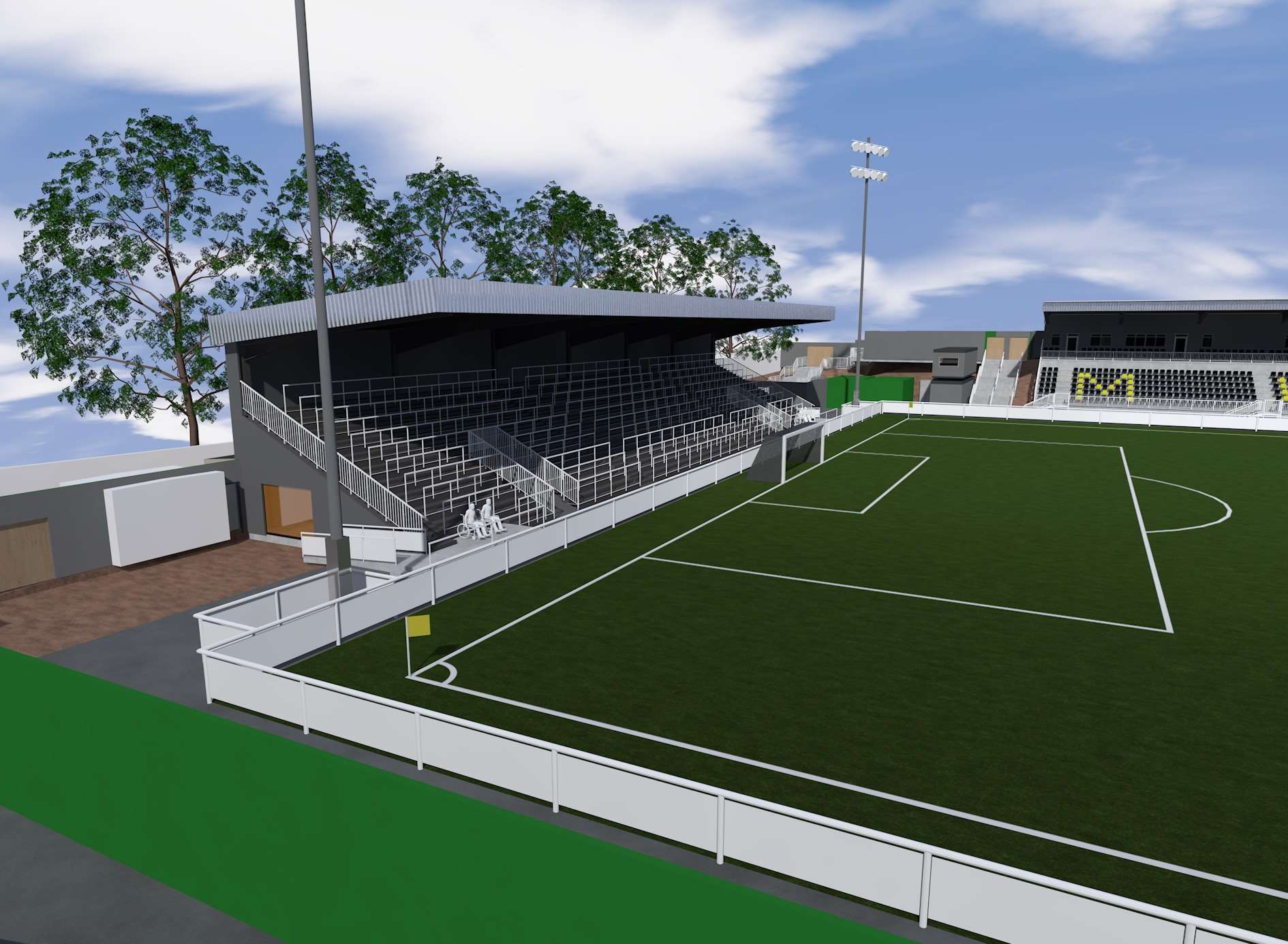 Artist impressions of the new stand at the north end of Maidstone United's Gallagher Stadium