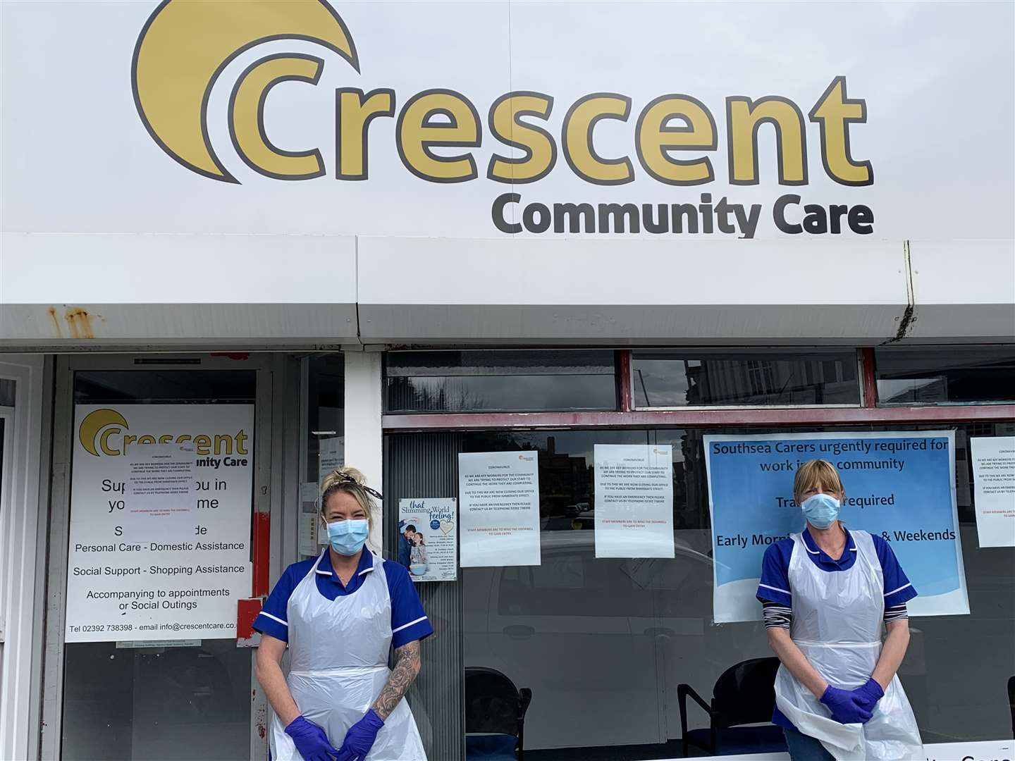 Crescent Community Care staff wearing their personal protective equipment (PPE) (Crescent Community Care/PA)