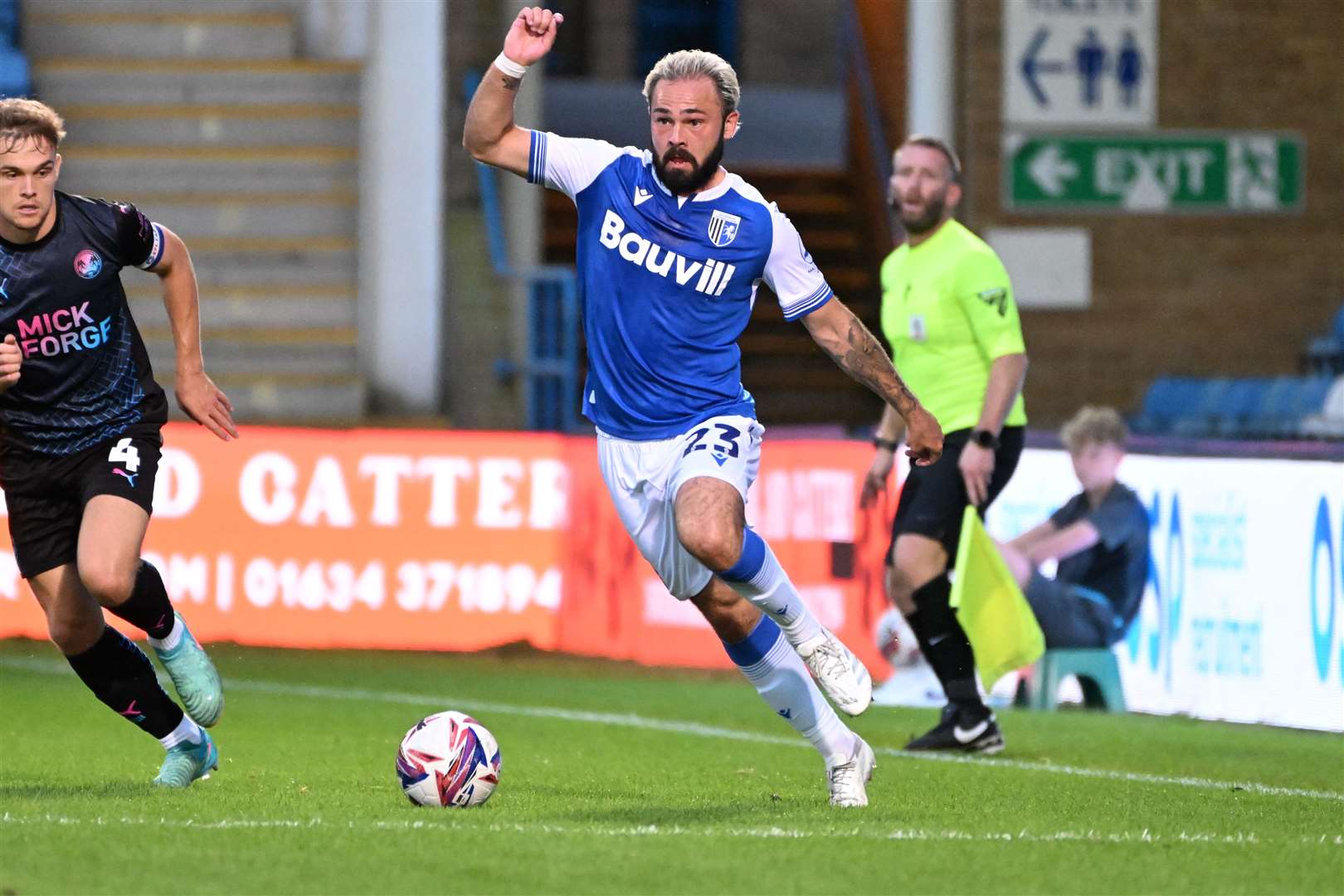 Bradley Dack on the ball as he made his first Gills appearance in midweek since he returned to Priestfield Picture: Barry Goodwin