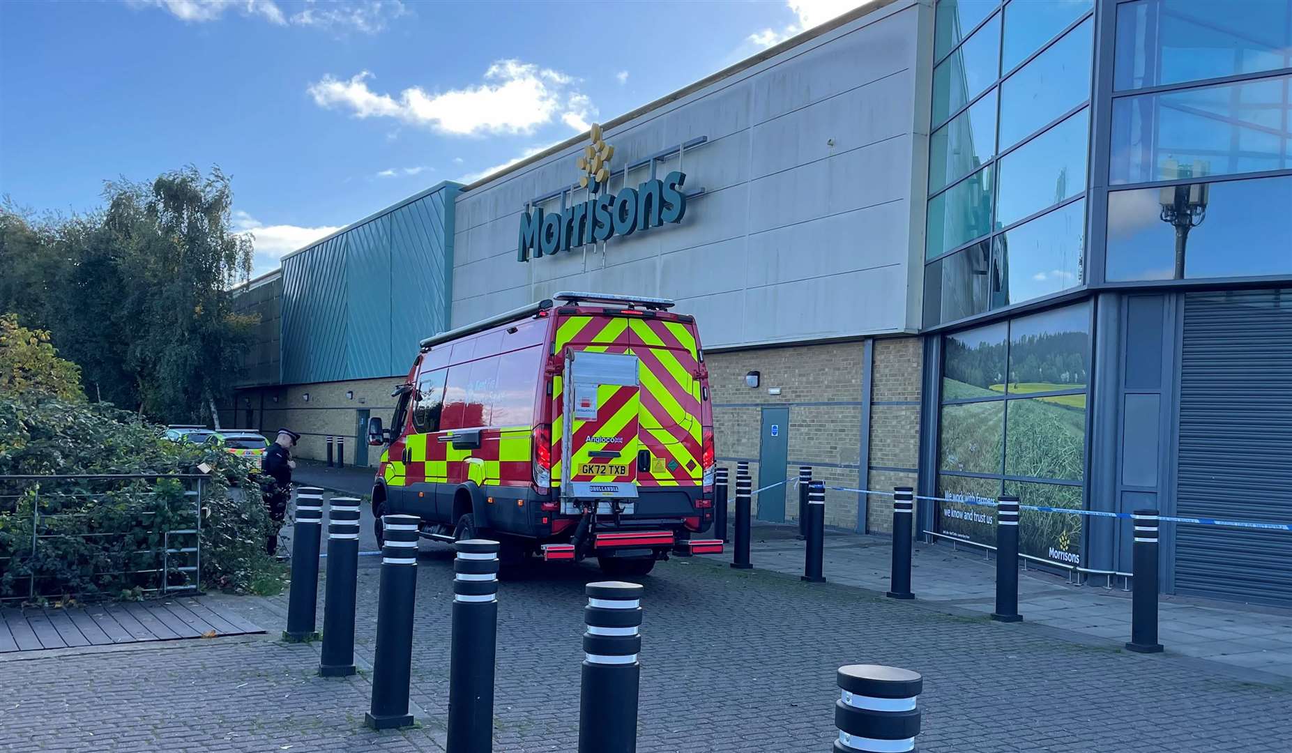 There is a large emergency service presence near the Morrisons in Knight Road, Strood