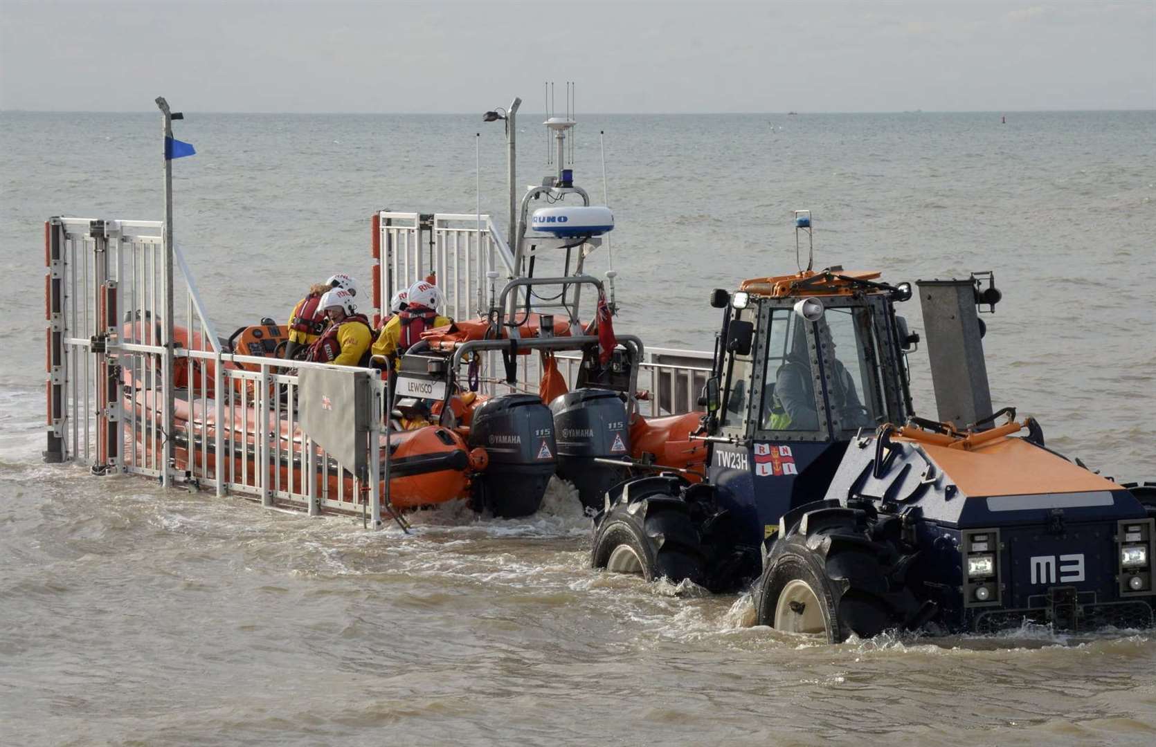 A huge rescue effort was needed to save the man and child in May last year. Picture: RNLI