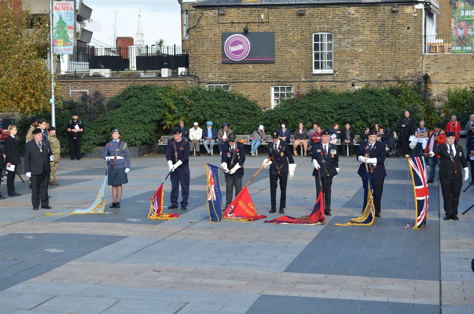 Respects are paid on Remembrance Day on Community Square, Gravesend. Picture: Jason Arthur