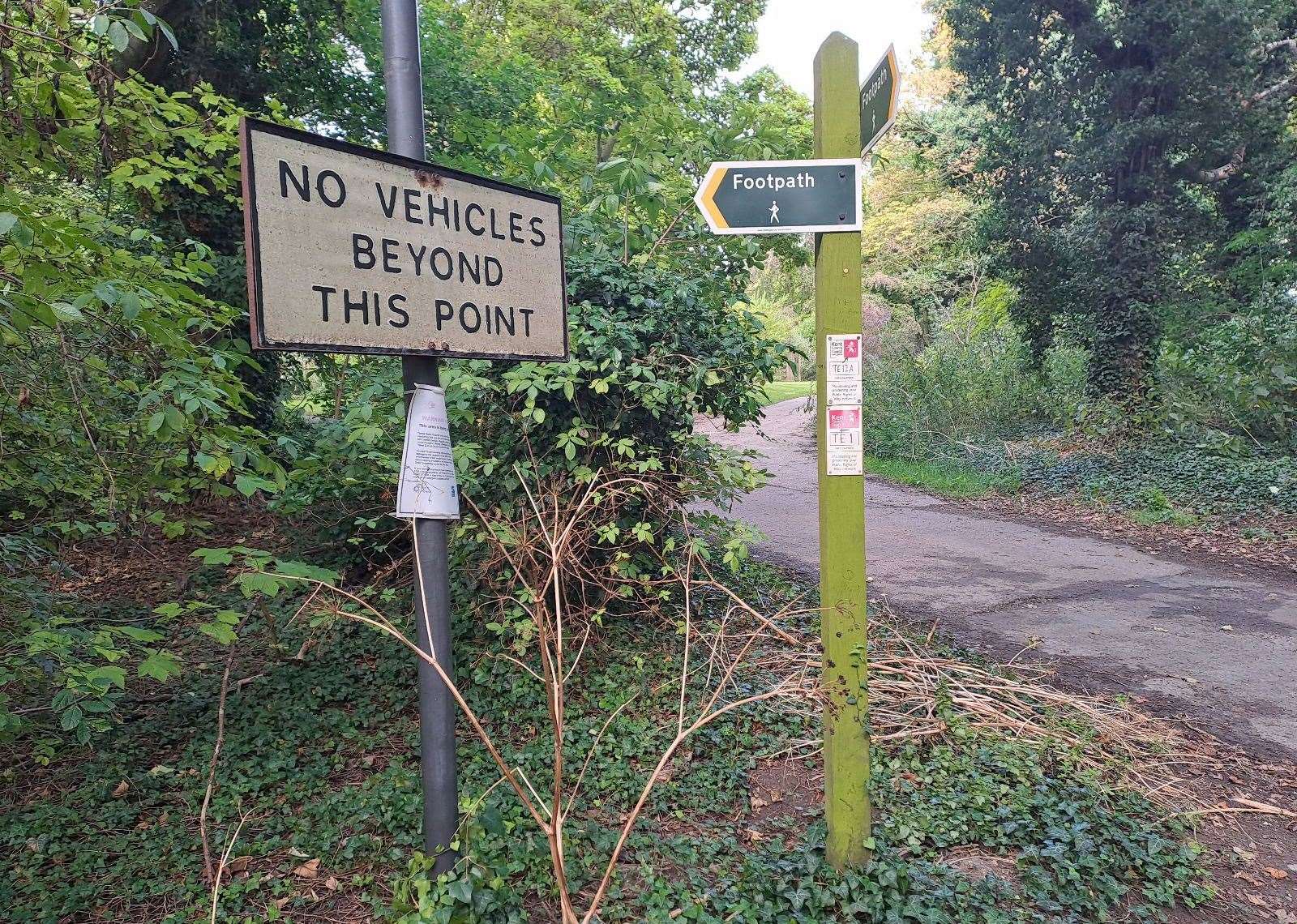 The rural lane down which Claire's car was found