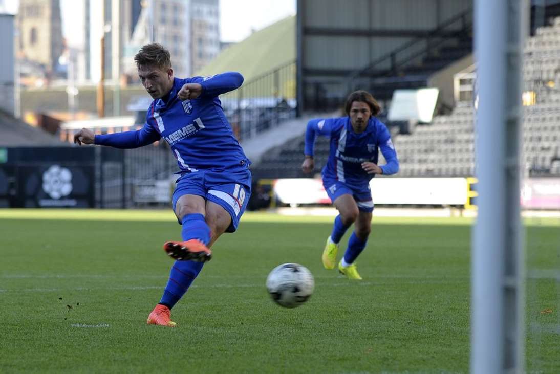 Luke Norris takes the penalty against Notts County Picture: Barry Goodwin