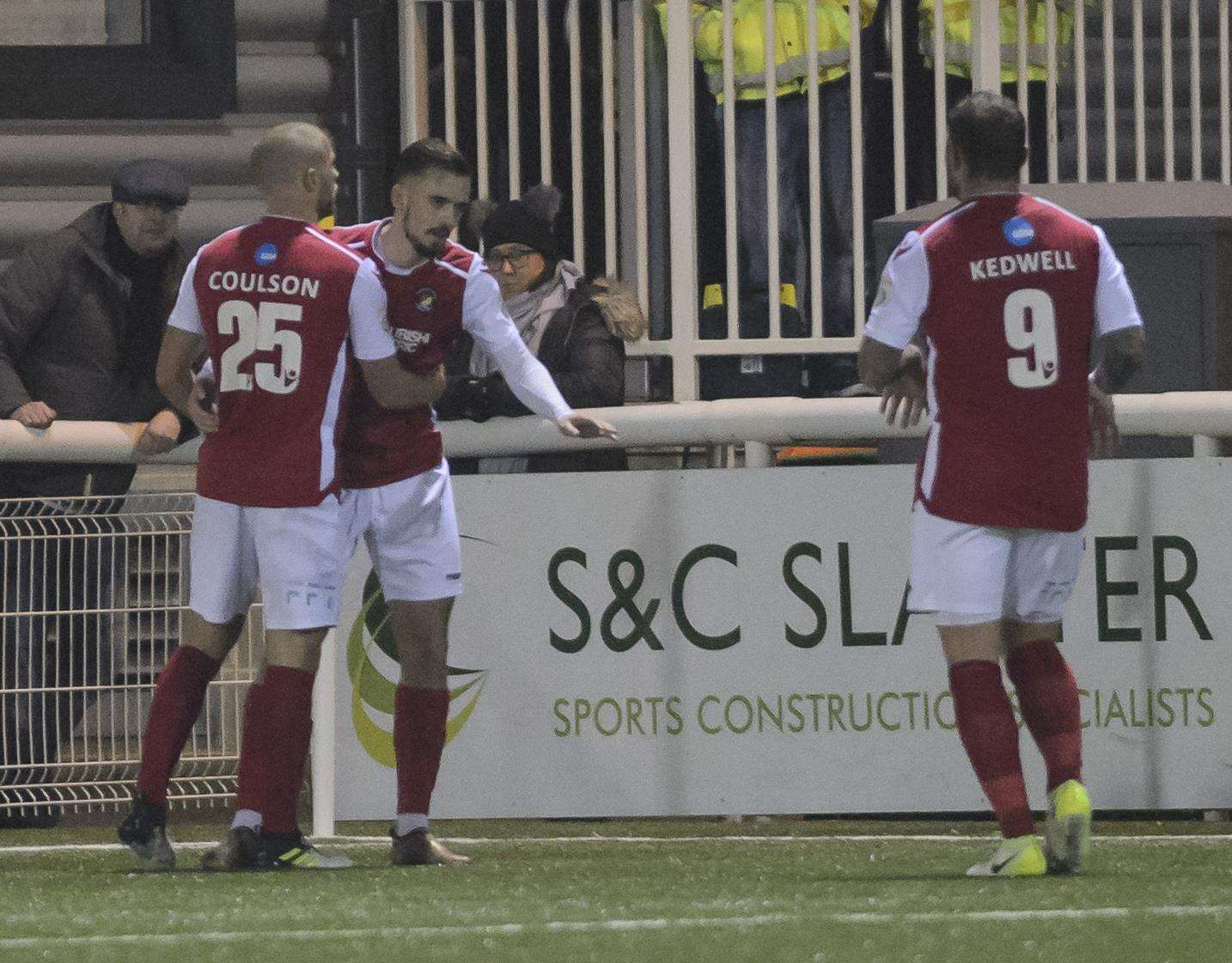 Jack Powell scored twice for Ebbsfleet on his last appearance at the Gallagher Picture: Andy Payton