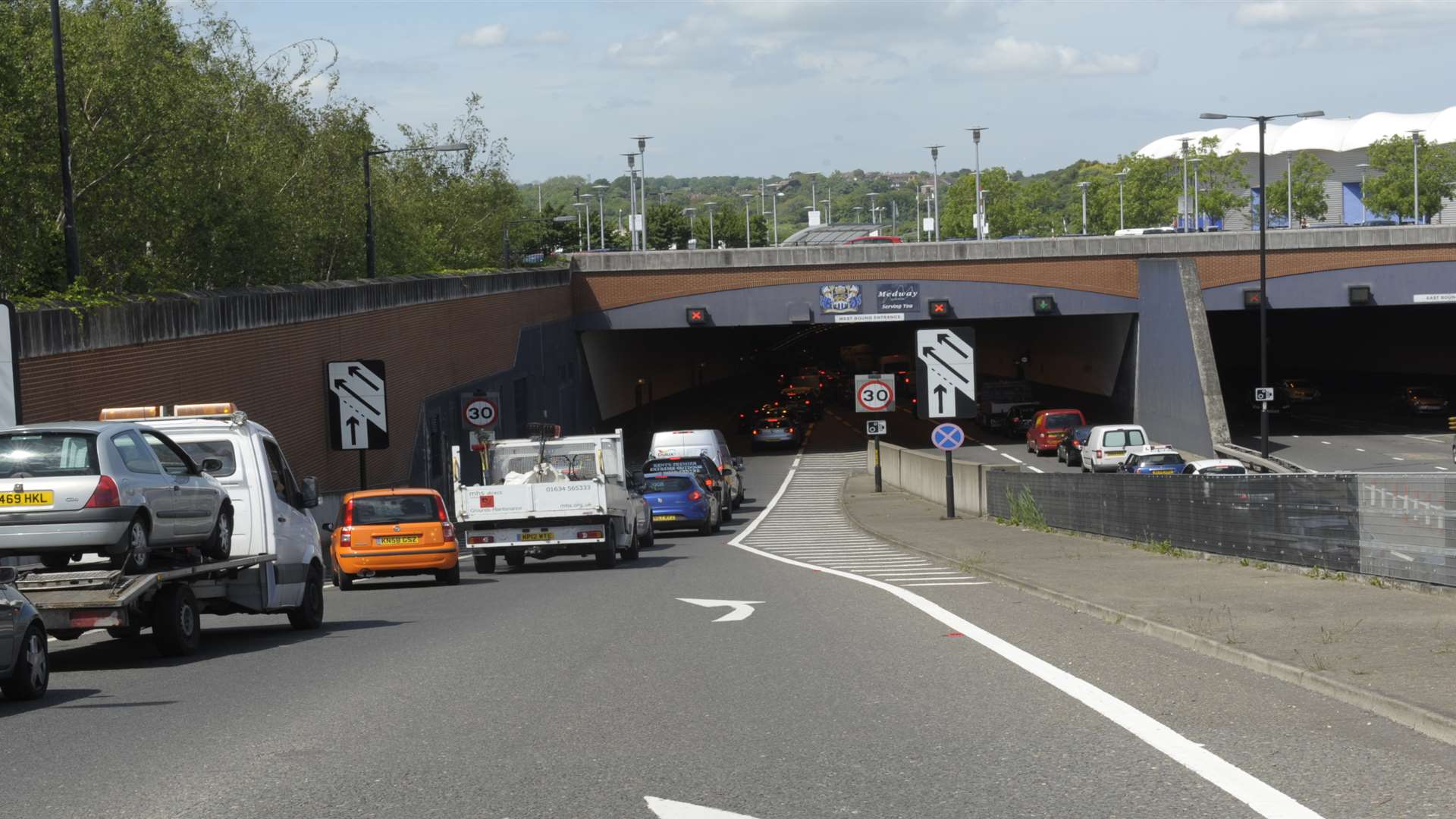 Traffic queuing in the Medway Tunnel. Stock pic.