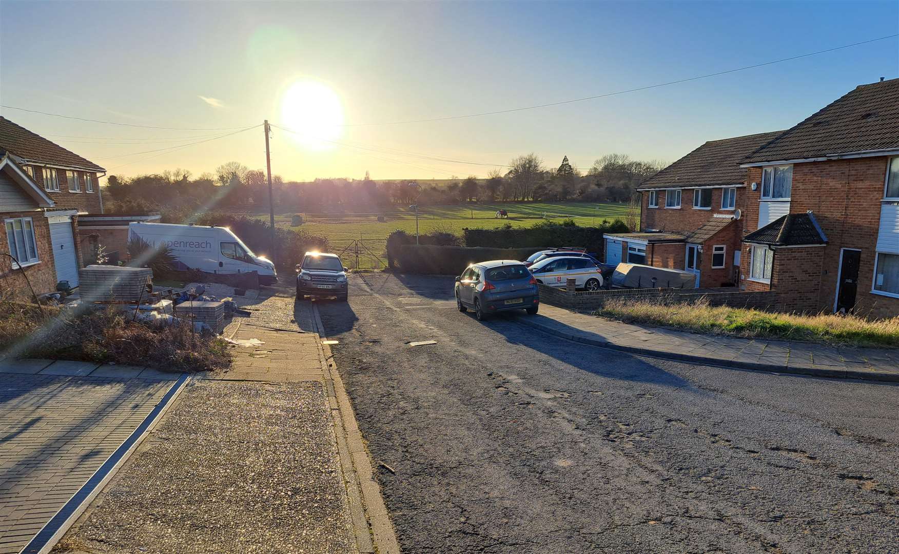 St Edmunds Road, Great Mongeham, with the field in the distance where the houses are planned