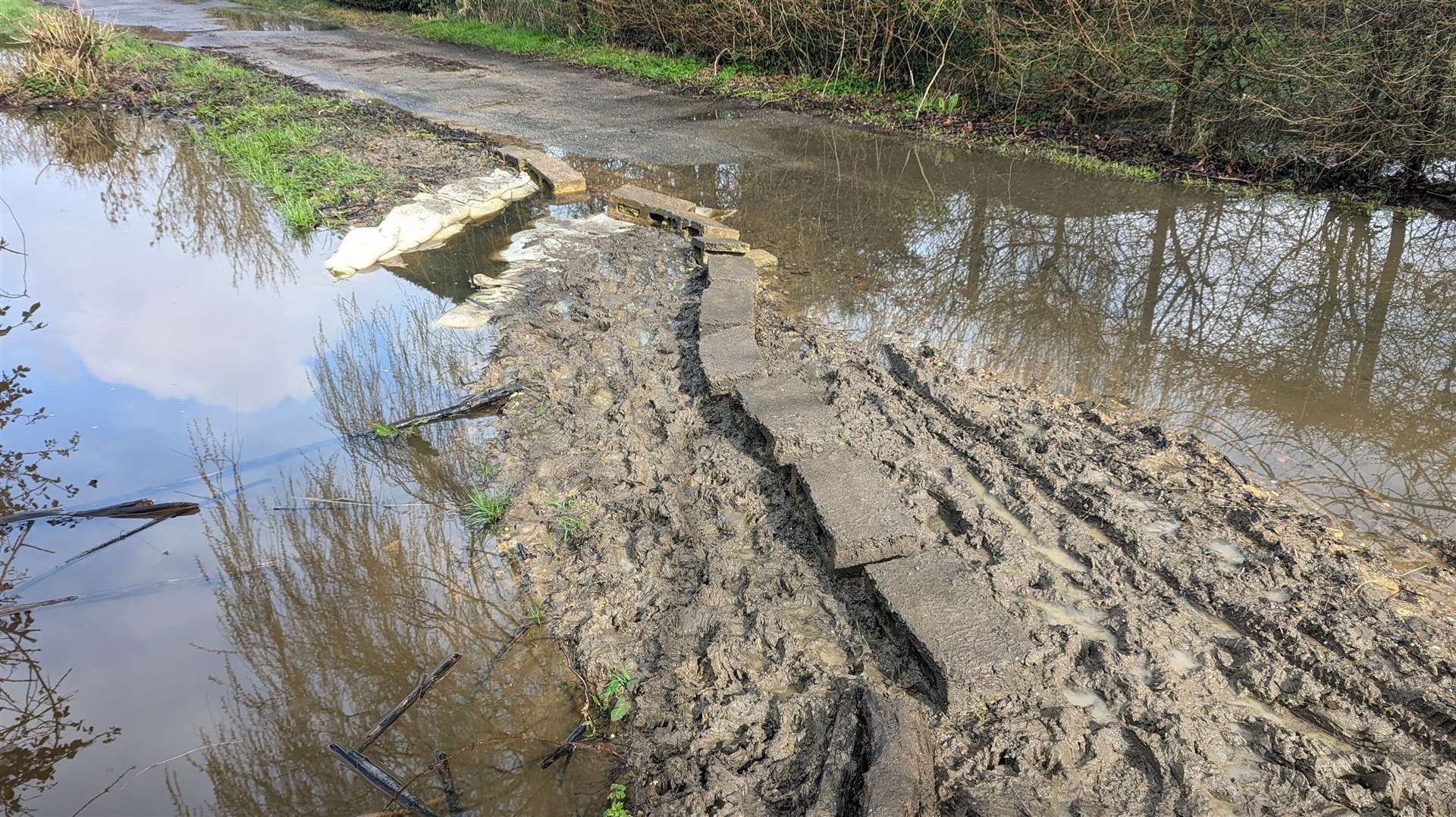 A makeshift causeway was required to traverse this section of the path