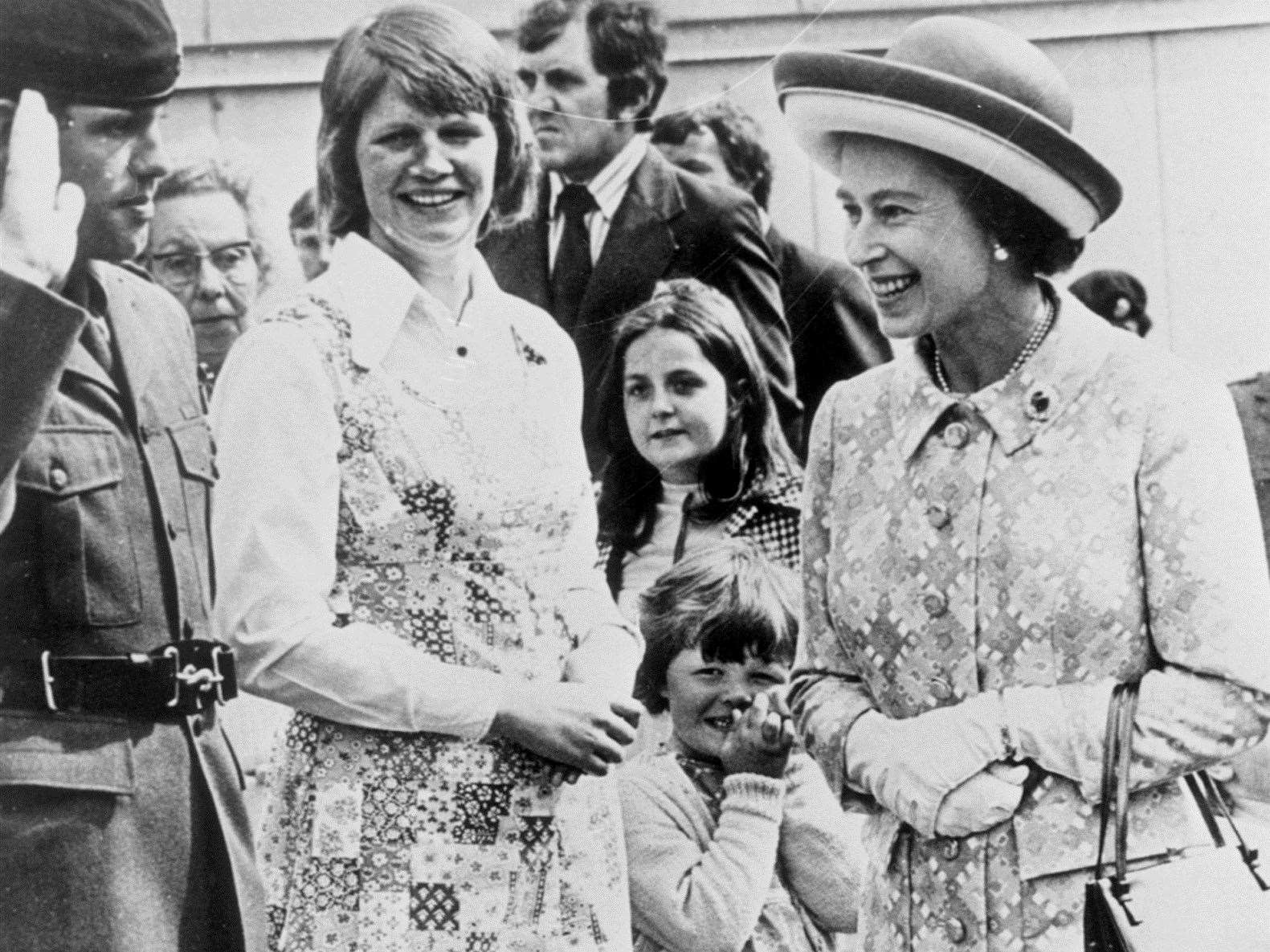 The Queen in Dover in 1975, visiting the Royal Green Jackets at Connaught Barracks