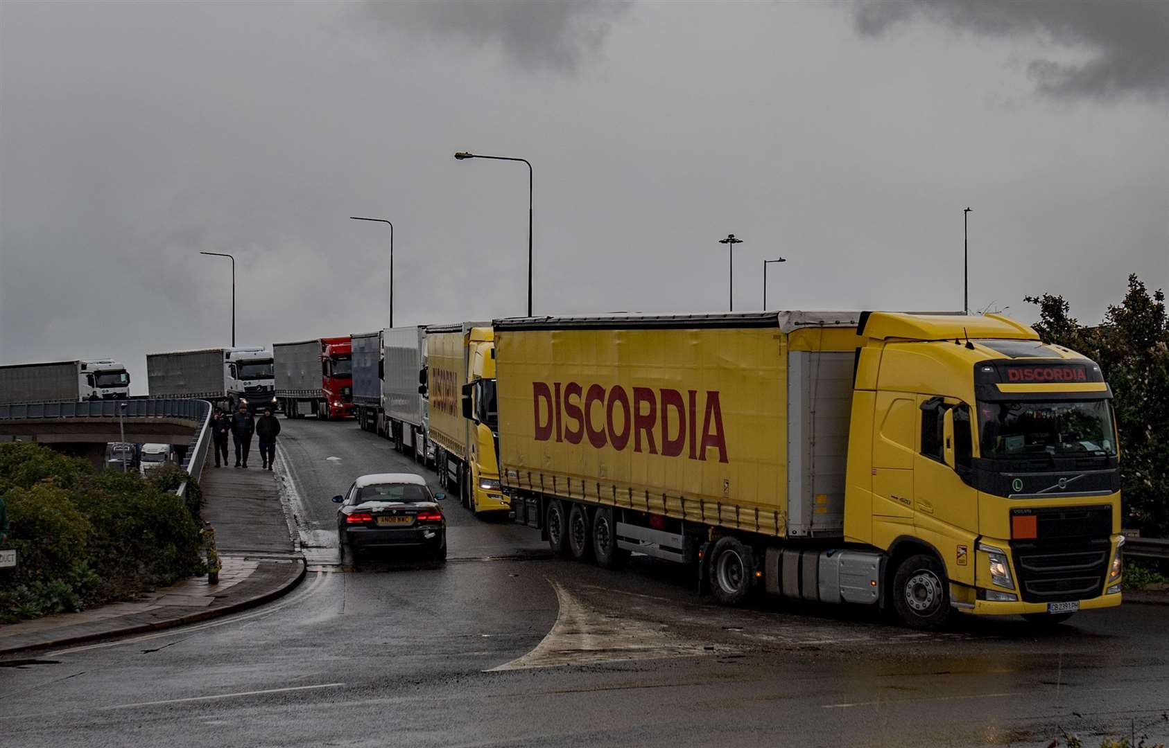 Traffic building up on Jubilee Way on Friday, the the first day of the roads problems .Picture: Stuart Brock