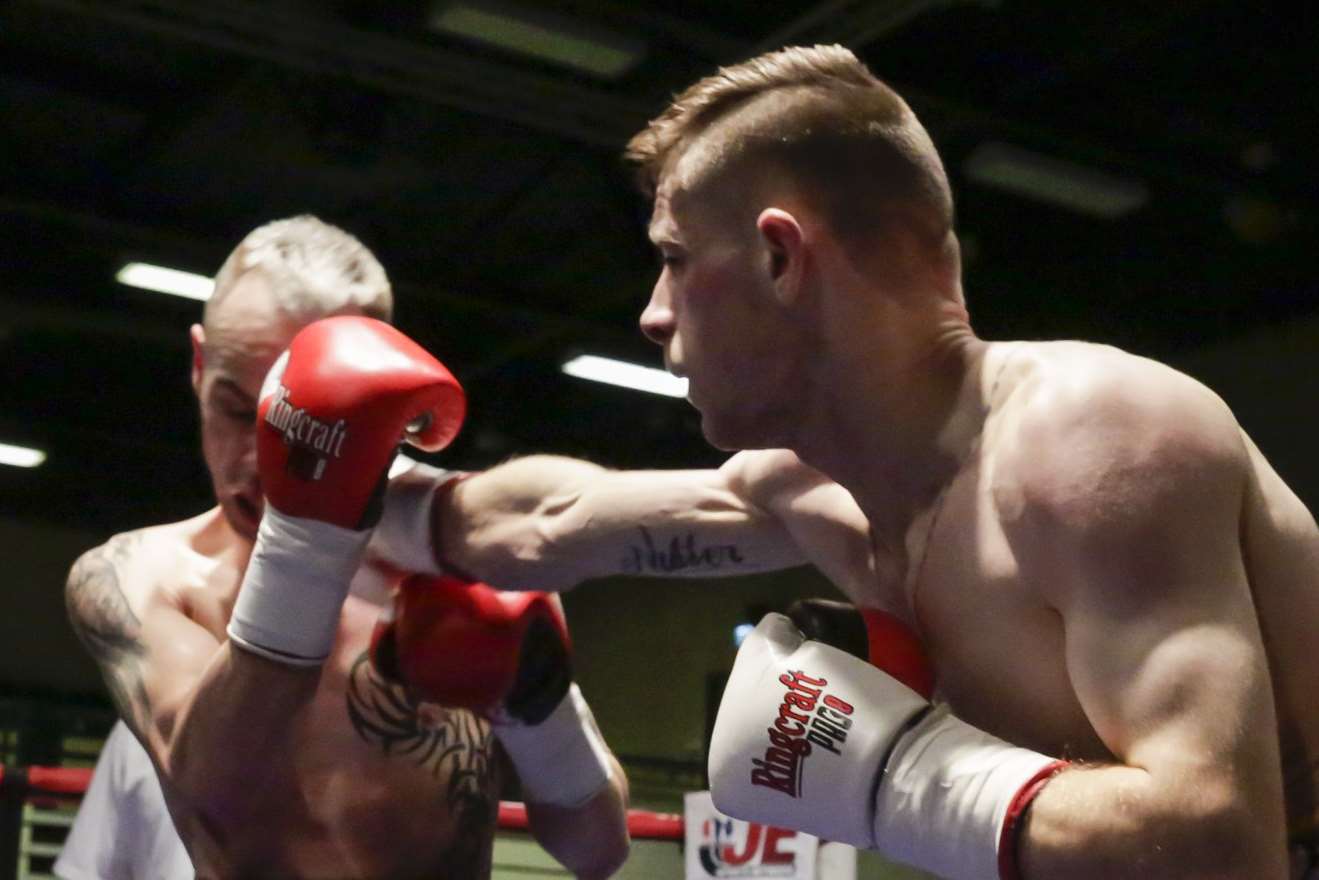 Chris Matthews, right, returns to Maidstone Leisure Centre on Saturday for another bout Picture: Countrywide Photographic